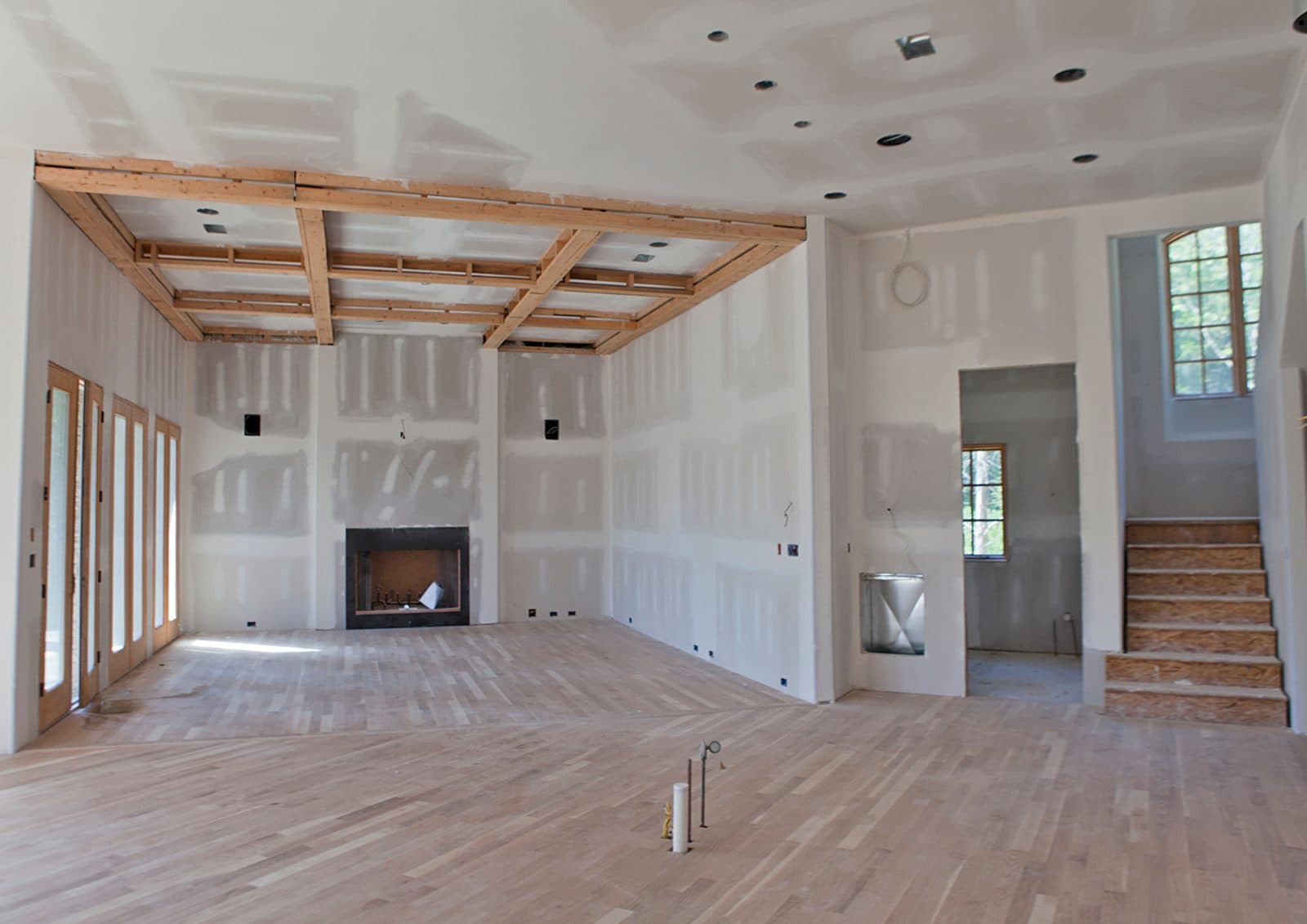 Newly framed residential interior under construction